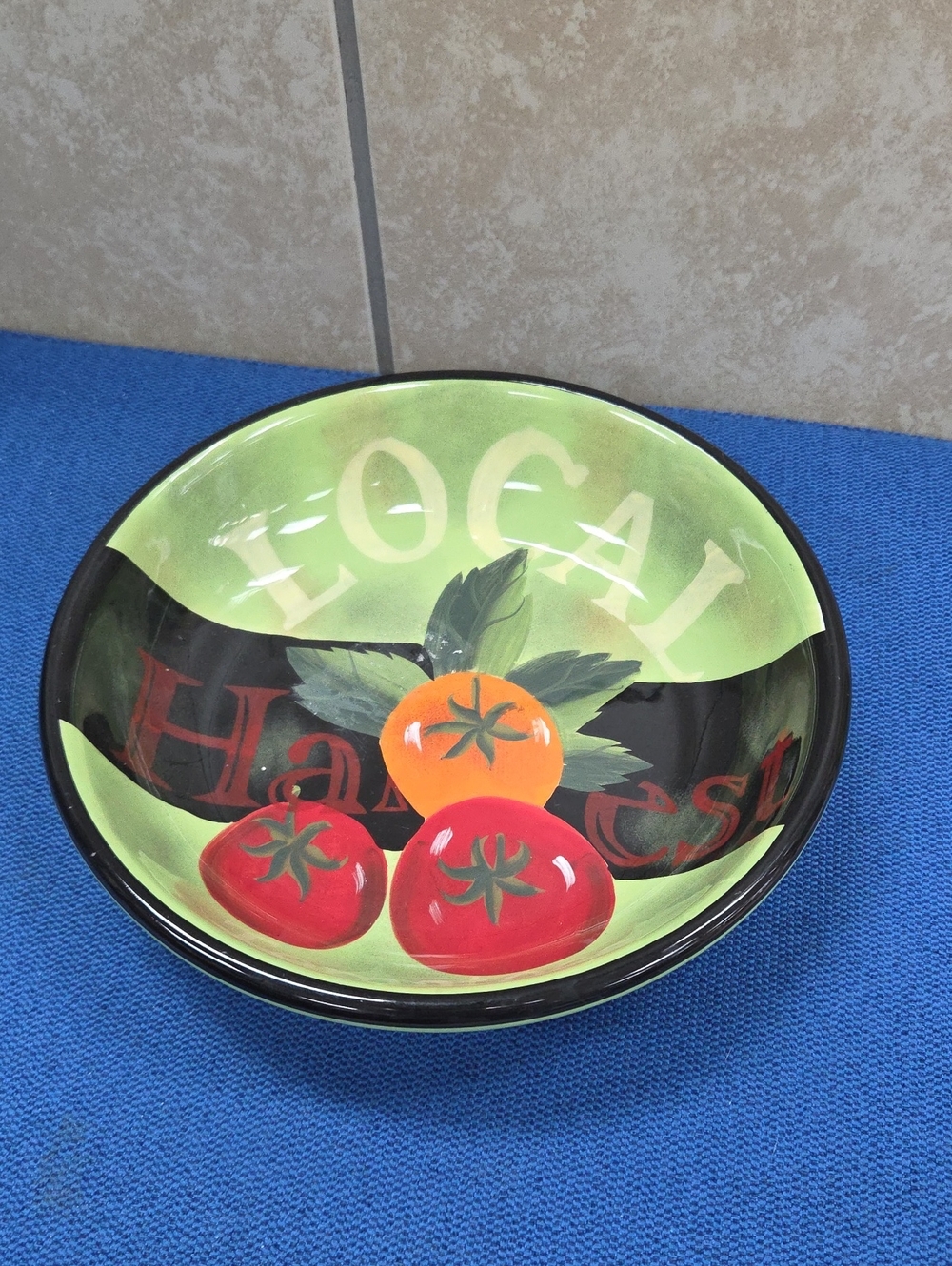 Certified International Ceramic Serving Bowl in Green and White